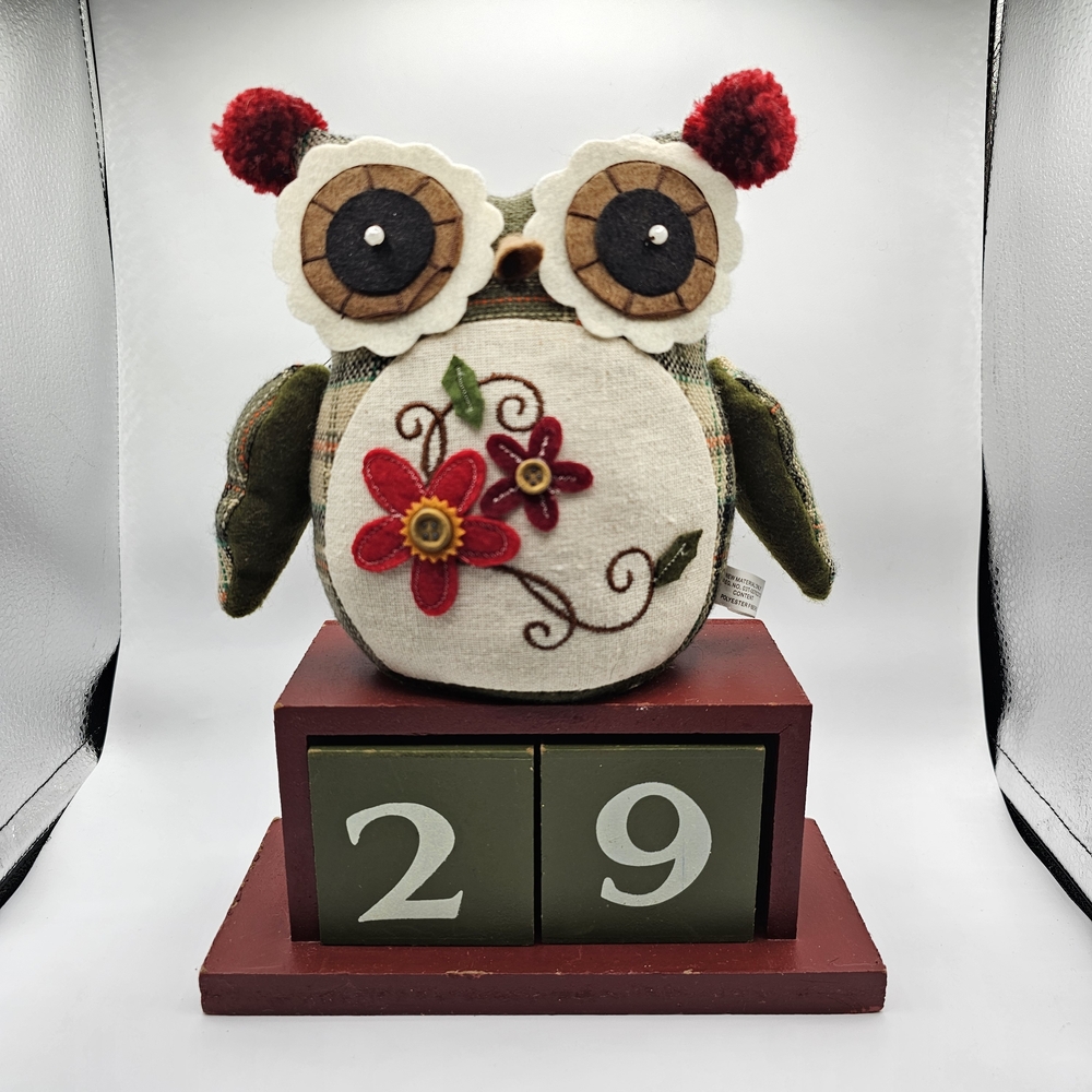 Cute Owl Plush with Floral Design